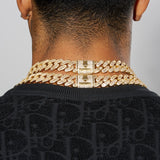 17mm Baguette Link Cuban Chain - Gold