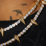 5mm PAVE SPIKE TENNIS CHAIN - GOLD