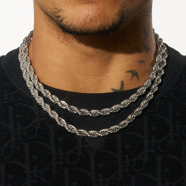 8mm Rope Chain - White Gold