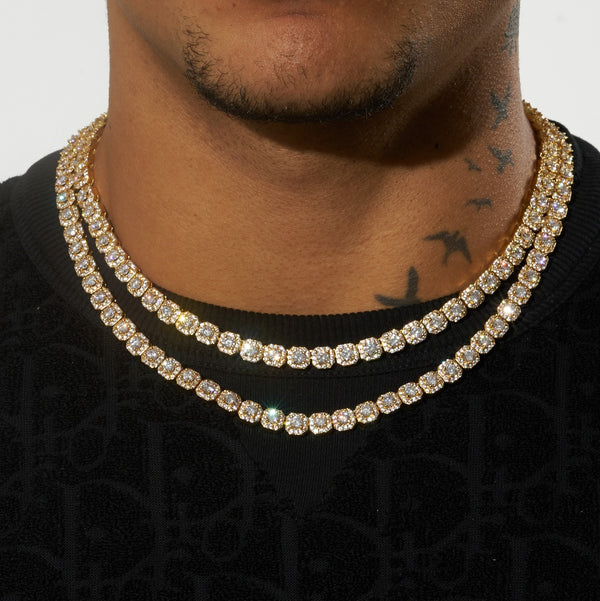 Micro Clustered Tennis Chain - Gold