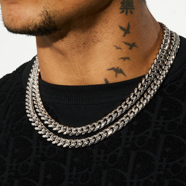 10mm Cuban Chain - White Gold