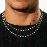 3mm WHITE & GREEN TENNIS CHAIN - WHITE GOLD