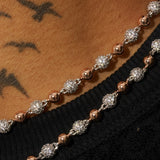 5mm ICED BALL CHAIN - TWO TONE with rose gold and diamond-like polished links.