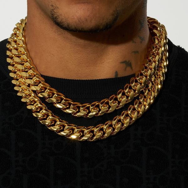 20mm Cuban Iced Clasp Chain - Gold