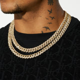 8mm Iced Cuban Link Chain - Gold