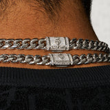 10mm Cuban Iced Clasp Chain - White Gold