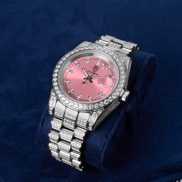 ISO! Pink Watch with Pink Diamonds FULLY ICE OUT WOMEN main image 2
