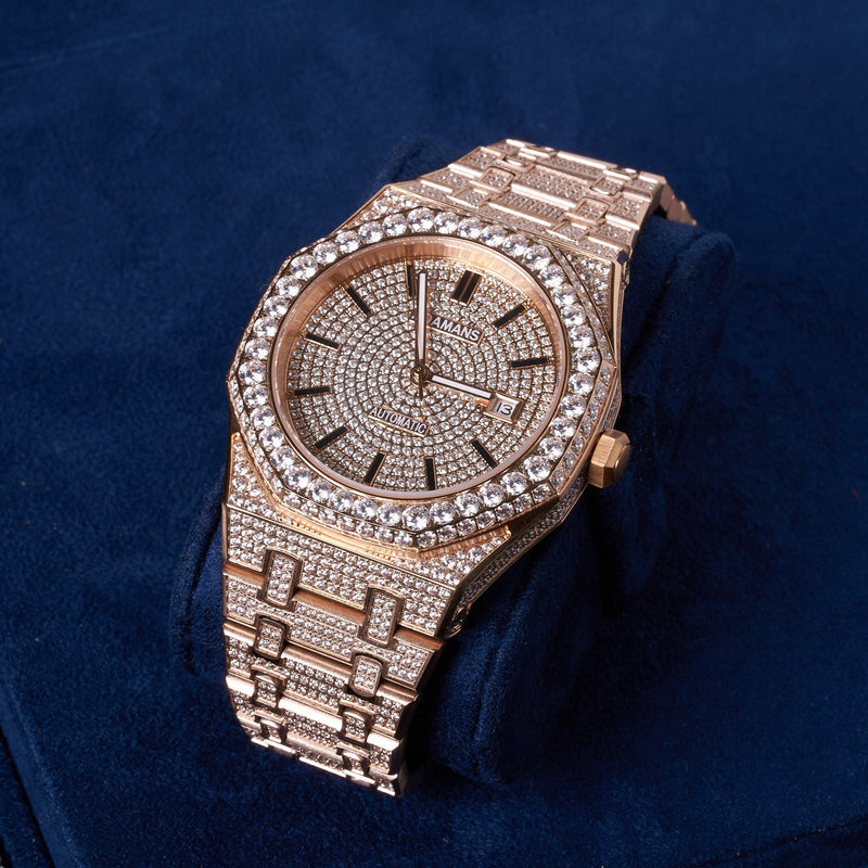 44m Paved VVS Moissanite Diamond Watch Rose Gold – Adamans
