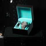 44m Paved VVS Moissanite Diamond Watch in white gold with sparkling moissanite stones in luxury Adamans box