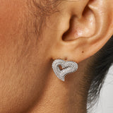 S925 Heart Earring - White Gold