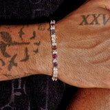 5MM Multicolor Oval Cut Brown Stone Tennis Bracelet in white gold worn on wrist