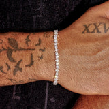 3MM Moissanite Round & Star iced tennis bracelet in 925 silver with D colour and VVS1 clarity on wrist