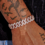 14mm Moissanite Monaco Bracelet in rose gold with VVS1 diamonds on wrist