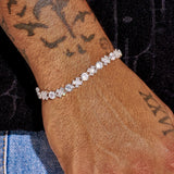 Adamans 5MM Moissanite XOXO Bracelet with IF clarity D color moissanite stones in 925 silver finish