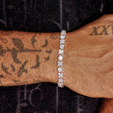 Adamans 5MM Moissanite XOXO Bracelet with IF clarity D color moissanite stones in 925 silver finish