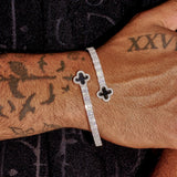 8MM Moissanite Black Motif baguette bangle in 925 silver with white gold plating and VVS1 D color stones