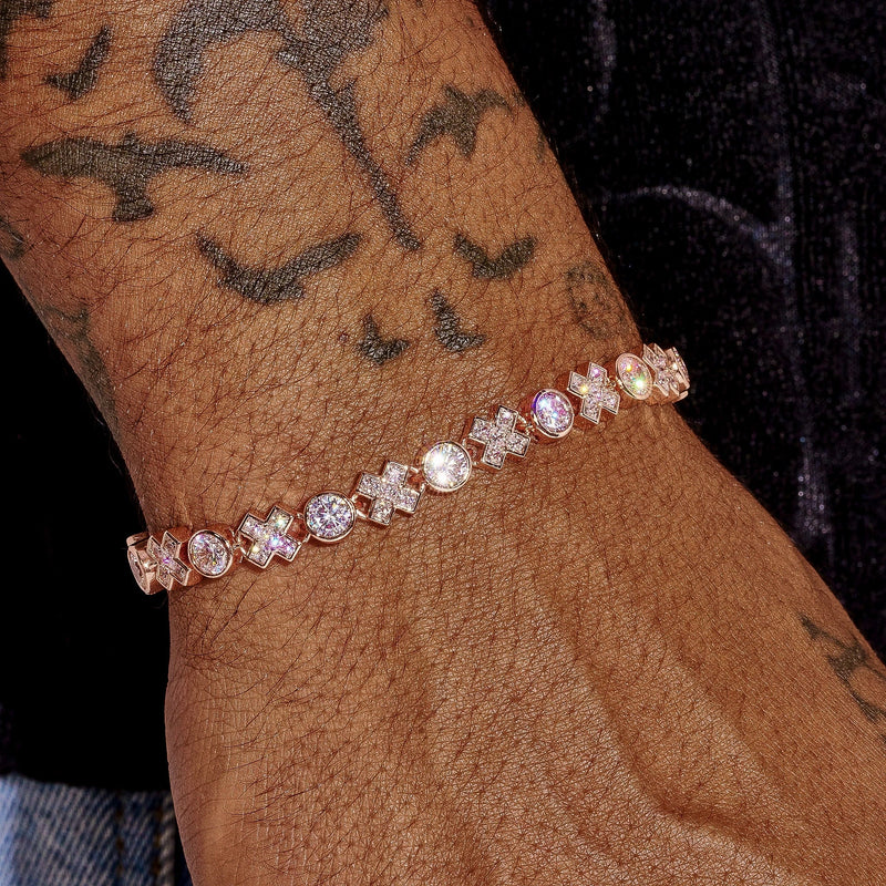 5MM XOXO Bracelet in rose gold with diamond simulants on wrist