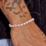 Adamans 6MM Moissanite Round & Diamond Cluster Tennis Bracelet with IF clarity D color moissanite stones in 925 silver finish