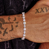 Adamans 6MM Moissanite Round & Diamond Cluster Tennis Bracelet with IF clarity D color moissanite stones in 925 silver finish