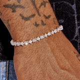 Round Stone Star Tennis Bracelet in white gold with sparkling cubic zirconia stones on wrist