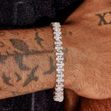 8.5MM Iced Out Cross Link Bracelet in white gold with sparkling CZ stones on wrist