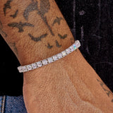 5MM Full Iced Tennis Bracelet in white gold with shimmering CZ stones on wrist