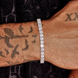 5MM full iced tennis bracelet in white gold with sparkling CZ stones on wrist