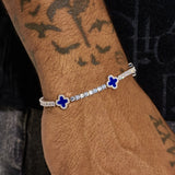 3MM Moissanite Blue Motif Tennis Bracelet - 925 Silver - D Colour - VVS1