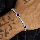 3MM Moissanite Blue Motif Tennis Bracelet - 925 Silver - D Colour - VVS1