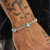 3MM Moissanite Green Motif Tennis Bracelet - 925 Silver - D Colour - VVS1