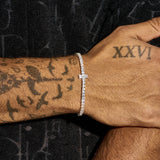 3MM Moissanite Tennis Cross Bracelet - 925 Silver - D Colour - VVS1