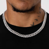 8mm Iced Cuban Link Chain - White Gold - Adamans