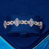 Multicolor Cuban Bracelet - White Gold