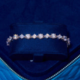 Adamans 6MM Moissanite Round & Diamond Cluster Tennis Bracelet with IF clarity D color moissanite stones in 925 silver finish