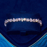 Mixed Shape Double Strand Tennis Bracelet - White Gold