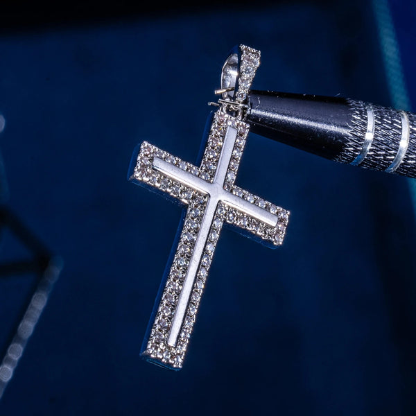 ICED CROSS PENDANT - White Gold – ADAMANS