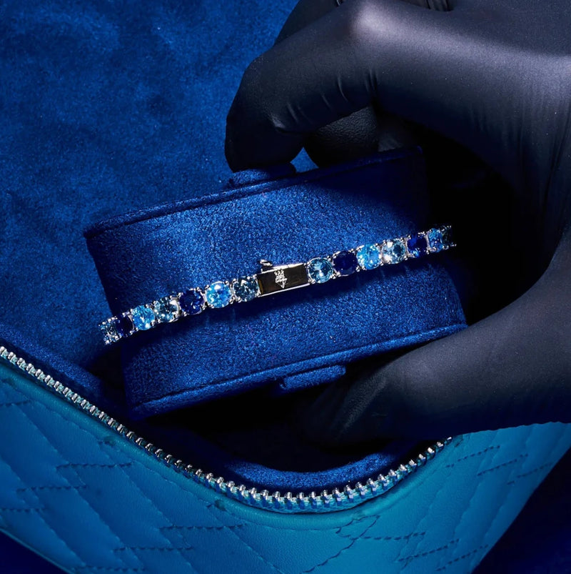 5mm Tri-Blue Diamond Tennis Bracelet - White Gold – Adamans