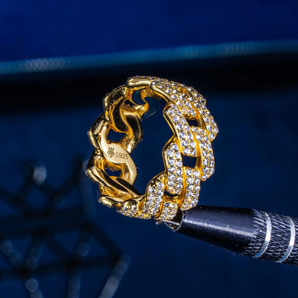 Lab Diamond Cuban Ring in 18K Vermeil with D Colour VVS1 Stones on Sterling Silver.