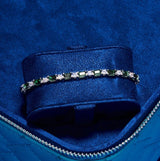 3mm Green & White Tennis Bracelet - White Gold