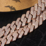 20mm Moissanite Monaco Chain rose gold 925 silver VVS1 sparkle close-up