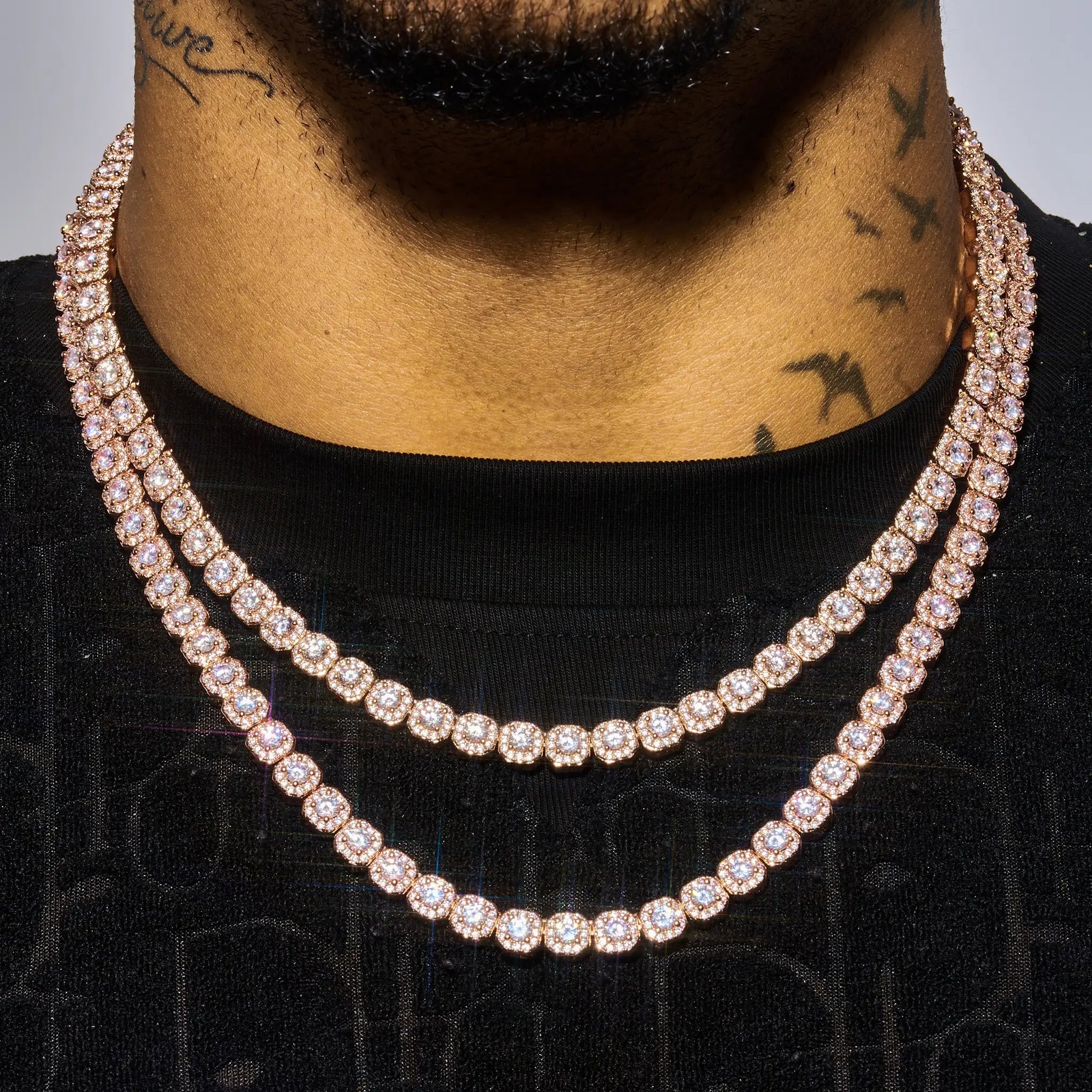 Micro Clustered Tennis Chain - Rose Gold | Elegant Jewelry by