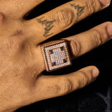 Moissanite Square Paved Ring in rose gold 925 silver with D Colour VVS1 diamonds on hand