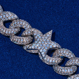 15MM Moissanite Infinity Star Link Chain - 925 Silver - D Colour - VVS1