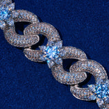 Moissanite 18MM iced out flower Miami Cuban link chain in white gold plated 925 silver with VVS1 D color stones