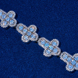 12.5MM Moissanite Cross Tennis Chain - 925 Silver - D Colour - VVS1