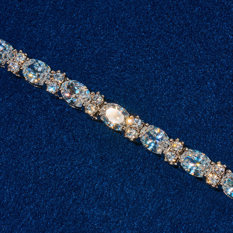 5MM Moissanite Mixed Oval Cut Tennis Bracelet - 925 Silver - D Colour - VVS1