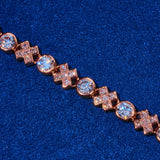 5MM XOXO Chain in rose gold with diamond simulants on blue background