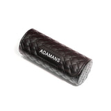 Black premium leather travel watch roll with quilted design and ADAMANS logo
