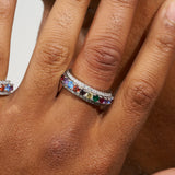 Multi-Colored Gemstone Rotating Ring - 925 Silver