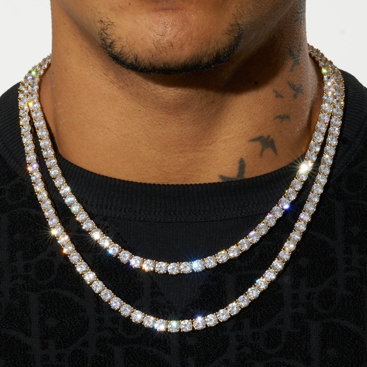 Lab Created Mens Real Diamond Tennis Necklace Real Diamond Men's